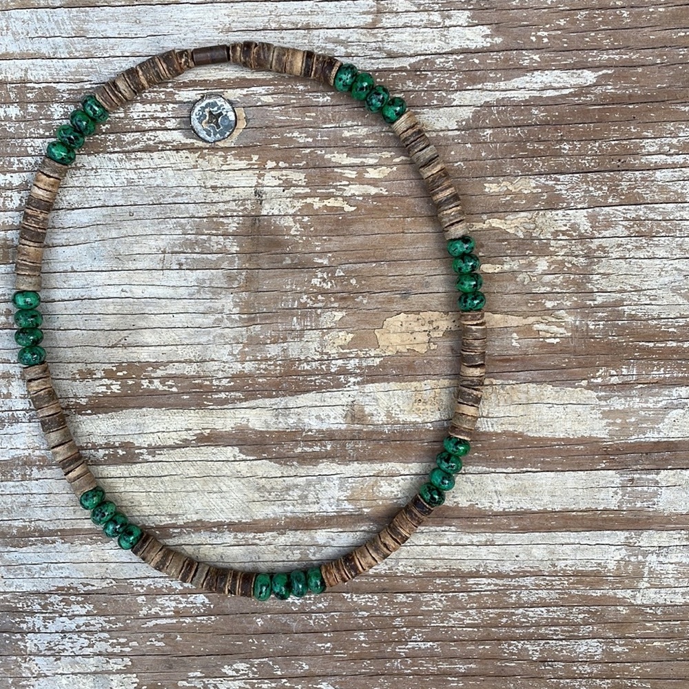 Authentic Coconut Shell Necklace with Jasper Stone